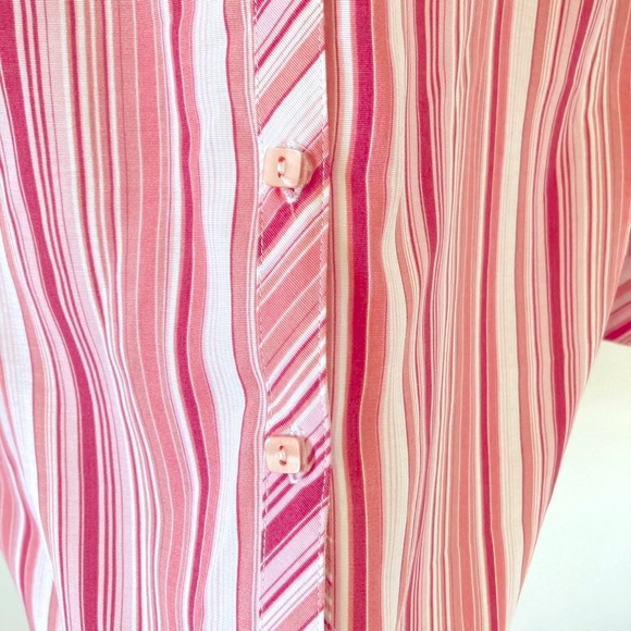 Bonmarche Women's Deadstock Vintage button Shirt blouse pink stripe UK Size 20 - Picture 4 of 12